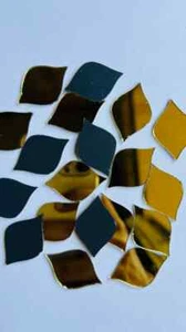 50 Pieces, Leaf Shape Golden Craft Glass Mirror Mosaic Tile, Lippan/Mandala art - Picture 1 of 4