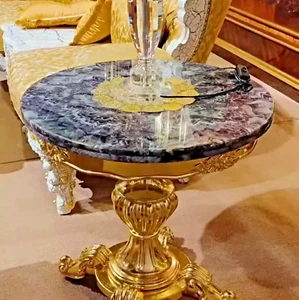 15" Round Unique Amethyst Stone Sofa Table Top Porch Centerpiece & Home Decors - Picture 1 of 8