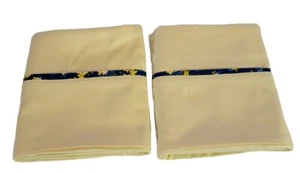 2 Custom Made Pillowcases. Yellow W/ Blue Floral Trim, 19 X 29 Stan /queen - Picture 1 of 5