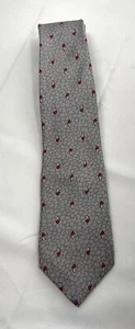 Giorgio D'Armini,  100%  Imported Polyester,  Mens Tie Grey Red Pattern - Picture 1 of 2