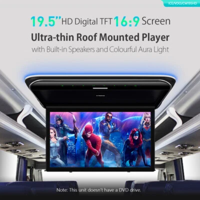 19.5" Screen Car Overhead Ceiling Roof Mount Monitor FHD 1080P Video Player HDMI - Image 1 of 4