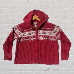 Y2K Turtleneck Striped Knitted Sweater Full Zip AOP Heirloom Collectibles Medium - Picture 1 of 6