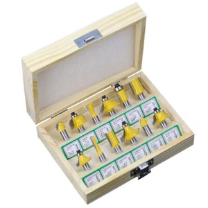 12 Piece Tungsten Carbide Tipped TCT Router Bits 8mm Shank Sealed Bearing Set - Picture 1 of 7