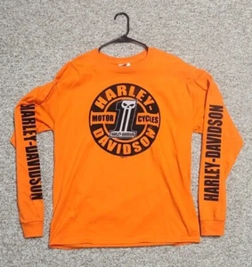 Harley Davidson Men's Block Moter Cycles Fox River Illinois Long Sleeve Shirt - Picture 1 of 10