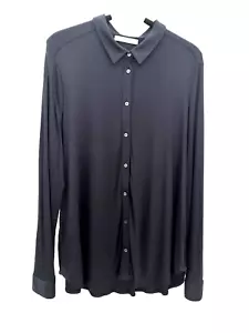 MANGO MNG Shirt /blouse by Violeta Navy silk-effect Shirt, Never worn. XXL | 18 - Picture 1 of 12