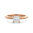 Cushion Cut Moissanite Solitaire Engagement Ring in 9K Rose Gold