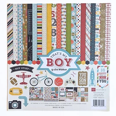 Echo Park Paper 12x12 Scrapbook Kit Football Basketball Soccer - That's My Boy - Image 1 of 4