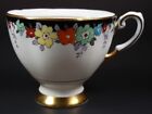 Tuscan Tea Cup Colorful Flowers Black Gold Fine English Bone China Cup Only