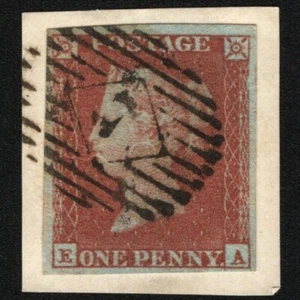 SG8 (BS91) 1d Red Imperf Plate 129 - EA - 4 Margin - Very fine - One off variety - Picture 1 of 2