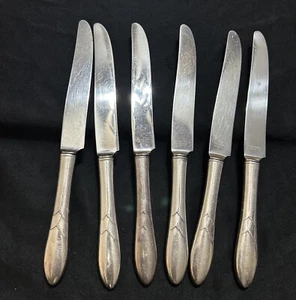 Menge 6 Vintage Tafelmesser Oneida Community Lady Hamilton moderne Klinge silber - Bild 1 von 5