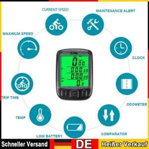 SunDing Fahrrad-Computer, kabelgebunden, Rennrad, Hintergrundbeleuchtung, Uhr, K - Bild 1 von 7