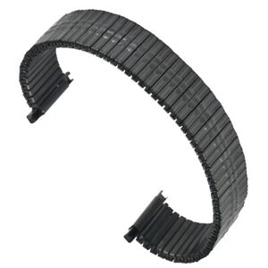 Elastic Watch Band 16MM-22MM Black Stretch Stainless Steel Bracelet Strap