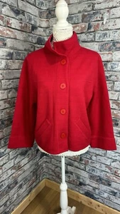 Linea Women’s 100% Merino Boiled Wool Red Knit Jacket Size UK M - Picture 1 of 9
