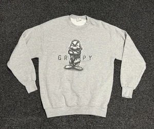 Pullover gris gruñón cuello redondo para hombre talla M de Disney Store siete enanitos vintage años 90 - Imagen 1 de 2
