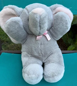Peluche Vintage Dakin 1987 Cuddles Elephant Grey 14" Rosa Orejas Rosa Arco Raro ¡Nuevo! - Imagen 1 de 6