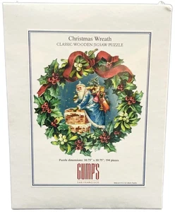 Gumps (Made By Liberty) Christmas Wreath Santa Wooden Jigsaw Puzzle 194 Pcs NEW - Picture 1 of 12