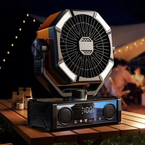 Ventilatore Portatile Ricaricabile con Altoparlante Bluetooth 5.3, 25000mAh Ventilatore da Campeggio con... - Foto 1 di 7