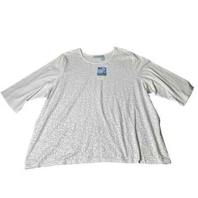 Liz & Me Sport 4X White Sequin Embellished Top Plus Size Womenswear - Image 1 of 4