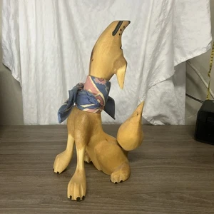 Vintage Pete Ortega 14" handgefertigtes Holz Coyote mit Schal Künstler signiert beige braun - Bild 1 von 18