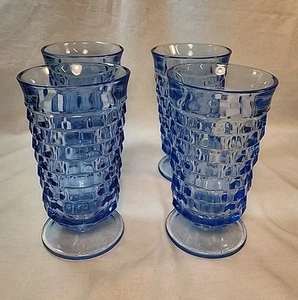 Vasos de té Whitehall Indiana Colony Riviera azul 12 oz estilo cubista ~ borde acampanado - Imagen 1 de 5
