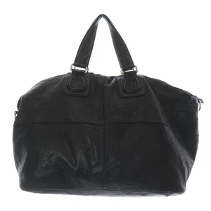 Auth GIVENCHY Nightingale Black Leather Handbag w/Handle Stylish Large Capacity - Picture 1 of 9