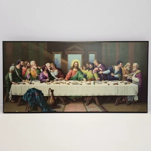 ZABATERI JESUS CHRIST THE LAST SUPPER PRINTED On Wood 7.5" X 15" - Picture 1 of 10