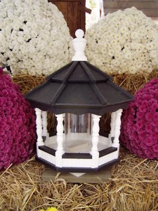 Vinyl Bird Feeder Amish Homemade Handmade Handcrafted White & Black - Picture 1 of 1