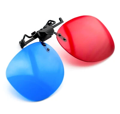 PRECORN Gafas 3D Clip-On rojo/azul (gafas de anaglifo 3D) para usuarios de gafas PC películas y mucho más