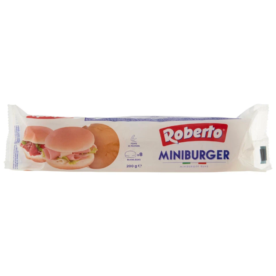 PANINI PER HAMBURGER ROBERTO 8 MINI BURGER 200 GR PANINO MORBIDO PICCOLI PANE