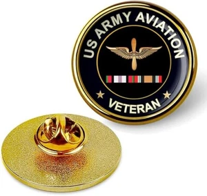 US Army Aviation Veteran Tie Suit Shirt Lapel Pin - Gold - Picture 1 of 3