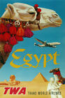 366712 Egipt Vintage Turystyka Wielbłądy Piramidy Wizyta Sztuka Druk ścienny Plakat