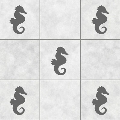 Seahorse Tile Stickers Decals | Bathroom Toilet Kitchen Decorative Ocean Vinyl - image 1 of 4