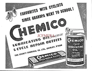 CHEMICO Cycle Lubricating Oil, Repair Kits ADVERT #2 Small 1940s Print Ad 162/72 - Picture 1 of 1