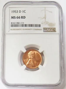 1953 D LINCOLN WHEAT CENT 1C NGC MINT STATE 66 RD - Picture 1 of 2