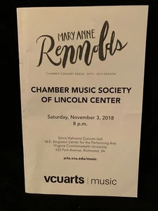 CHAMBER MUSIC SOCIETY LINCOLN CENTER - Programm Nov 2018 - Richmond VA.. - Bild 1 von 2