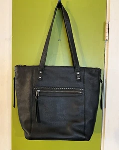 The Sak MARINO Tote Leather Studded Purse Bag Shoulder Bag Tassel Black SOFT - Picture 1 of 17