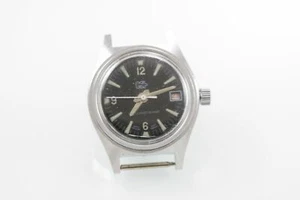 Economic Schweizer Zeit Uhr Vintage Mechanische Edelstahl Silber Schwarz Datum - Picture 1 of 2