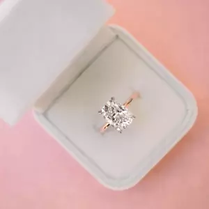 IGI 1.50 Ct Cushion Cut Diamond Engagement Ring 18k Rose Gold Lab Grown - Picture 1 of 10
