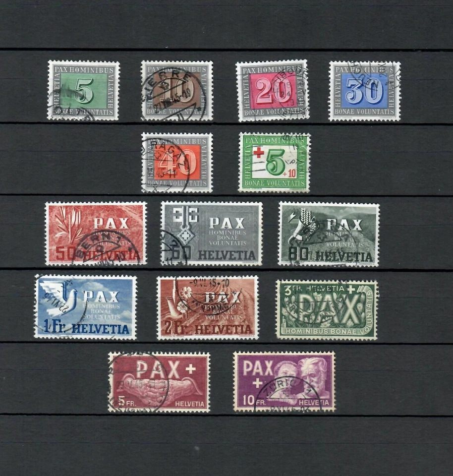 SWITZERLAND EUROPE COMPLETE PAX PEACE USED SET STAMP HCV  LOT (HEL 169) - Image 1 of 1