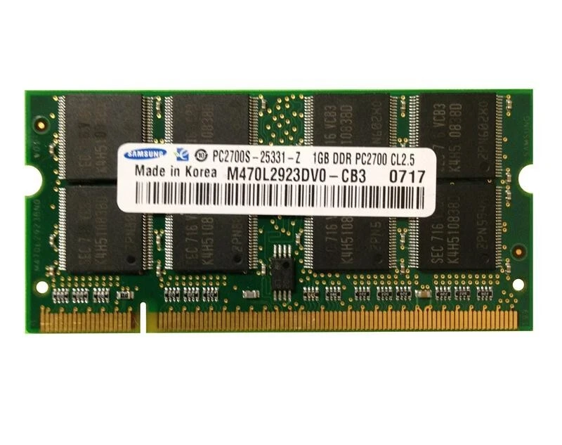 Original Samsung 1GB DDR PC2700S-25331 Sodimm 333MHz Memory RAM M470L2923DV0-CB3 - Image 1 of 1