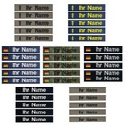 5 Stück Namensbänder nach Bundeswehrvorschrift, Flagge, Äskulapstab, oliv, schw.