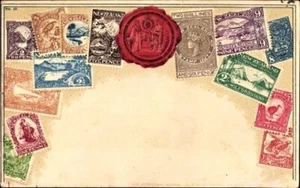 c.1907 NEW ZEALAND Postage Stamp Card, Embossed Stamp Chromo-Litho; King's Seal - Picture 1 of 2