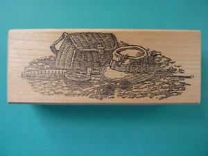 Fischermotiv - Gatterkorb, Angelrute, Hut TOOMUCHFUN Gummistempel - Bild 1 von 2