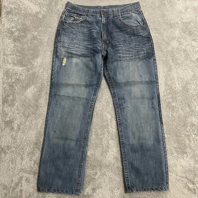 Pantalones de mezclilla Jordan Craig para hombre talla 36x32 pierna recta lavado medio Foto 1 de 4