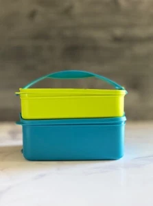 Tupperware Click To Go Stackable Pack N Carry Lunch Carrier Set of 2 New - Picture 1 of 3