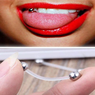 Bulk Clear Silicone Flexible Tongue Bar Barbell Steel Ball Nipple Ring Piercing - Image 1 of 4