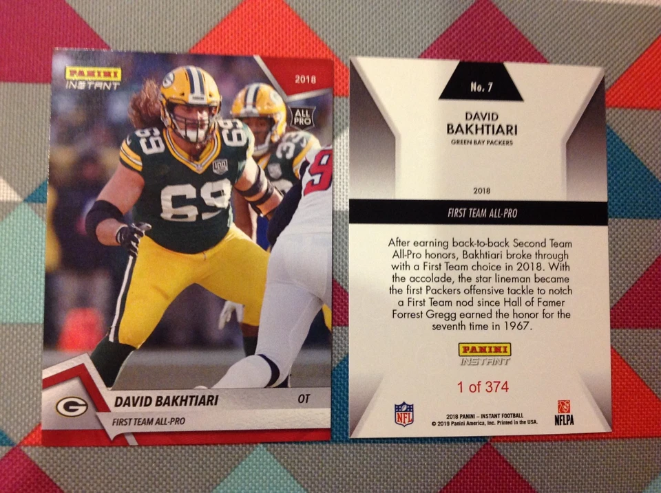 David Baktiari #7 Packers 2018 / 2019 Panini Instant Red First Team All-Pro - Image 1 of 1
