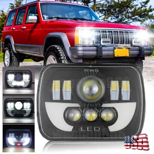 Brightest DOT 7x6" 5x7 Led Headlight Hi/Lo DRL for Jeep Cherokee XJ YJ for Chevy - Foto 1 di 14