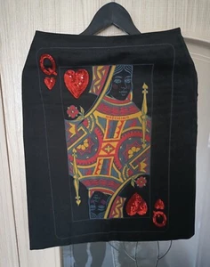 Rara gonna abito Moschino popart vintage da collezione, regina di cuore nera, paillettes 6/40 - Foto 1 di 6