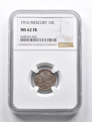 MS62 FB 1916 Mercury Dime NGC Nice Color *1460 - Image 1 of 3